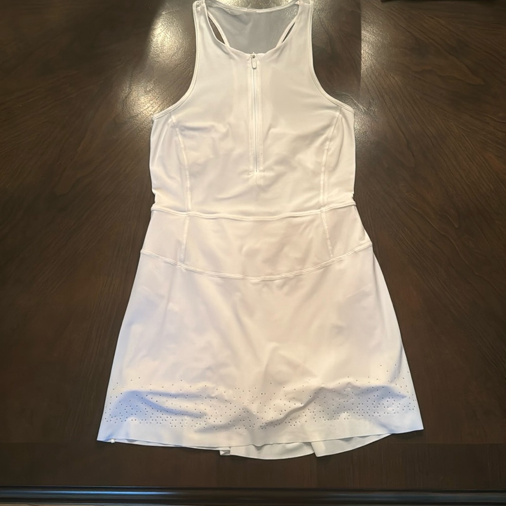 Lululemon White Front Zip/Mesh Back Tennis Dress